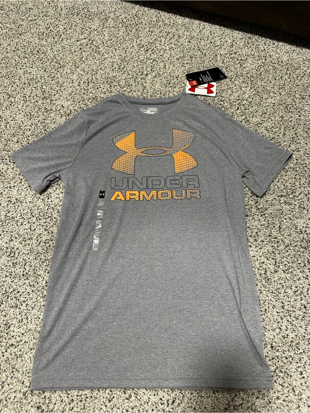 Under Armour Gray Short-Sleeve Performance Tee with Orange Logo